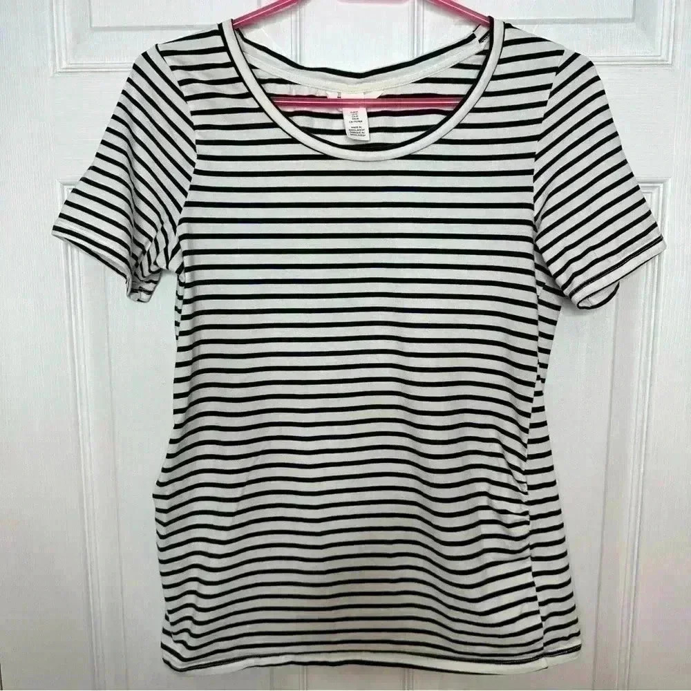 H&M Mama Maternity Shirt Striped White & Black Size Medium